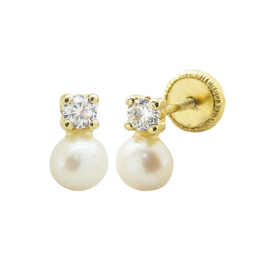 [6823] 2MM CZ CLAW AND 3MM PEARL STUD EARRINGS.