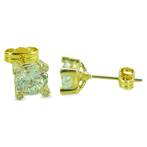 [4134] 5MM CZ FOUR CLAWS STUD EARRINGS.BUTTERFLY CLASP.