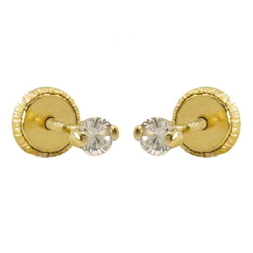 [5062] PENDIENTES GARRA CIRCONITA DE 3MM REDONDA.TORNILLO.