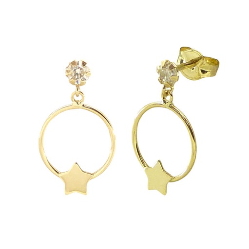 [5574] 9MM STAR HOOP AND CZ CLAW EARRINGS.15MM.