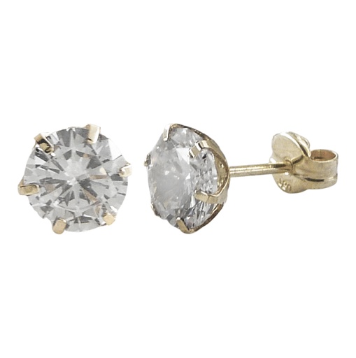 [4611B] 6MM CZ SIX CLAWS STUD EARRINGS.BUTTERFLY CLASP.