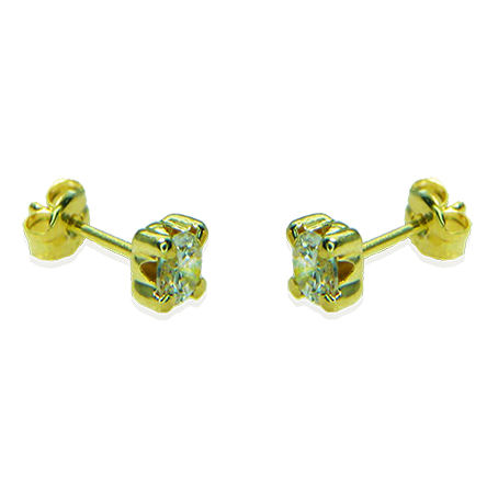 [3074] 4MM CZ FOUR CLAWS STUD EARRINGS.