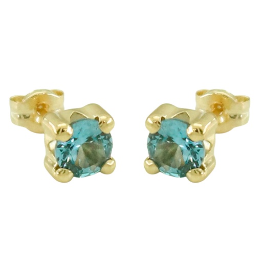 [2363A] 5MM AQUAMARINE COLOR CZ STUD EARRINGS.