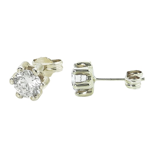 [1675B] 4MM CZ CLAW STUD EARRINGS.WHITE GOLD