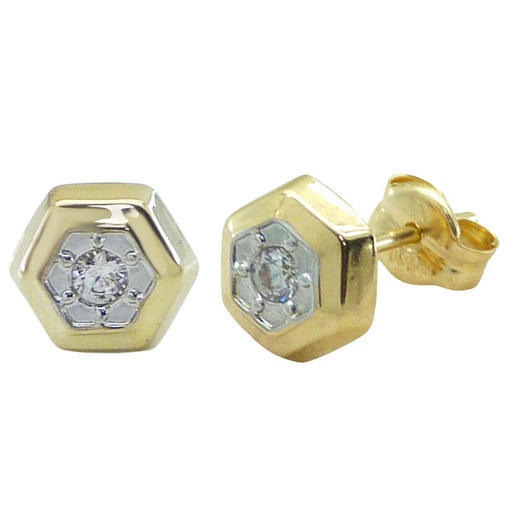 [5446] 5MM TWO TONE HEXAGON STUD EARRINGS.