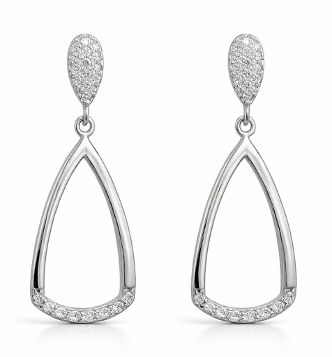 [3680B] 30x14MM WHITE GOLD DANGÑLING EARRINGS.PUSHBACK