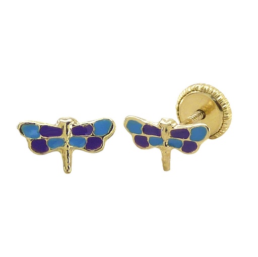 [7213] 5MM ENAMEL DRAGONFLY STUD EARRINGS.SCREW BACK.
