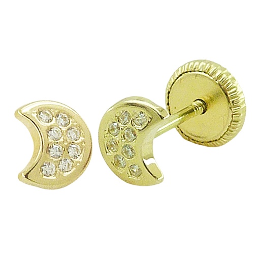 [4246] PENDIENTES LUNA CON CIRCONITAS.5MM.TORNILLO.