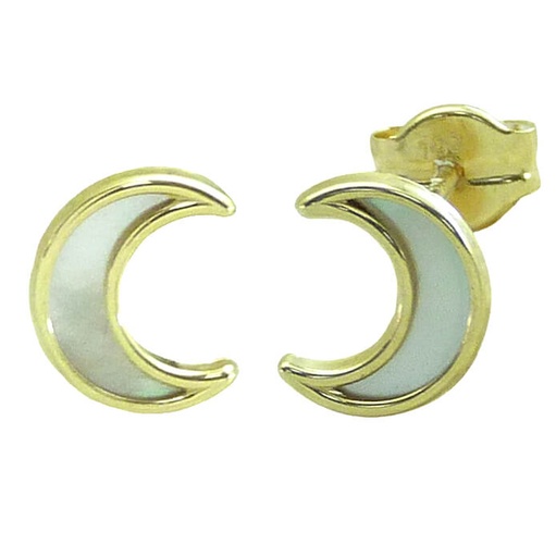 [5460] 8MM MOTHER OF PEARL MOON STUD EARRINGS.