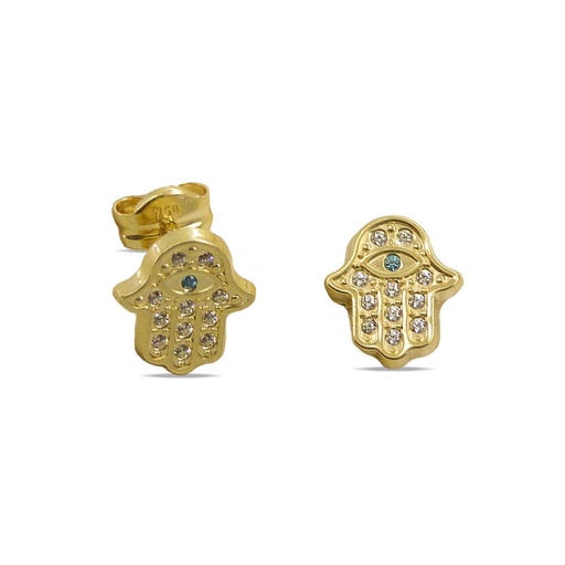 [4840] 8MM HAMSA STUD EARRINGS WITH CZ.