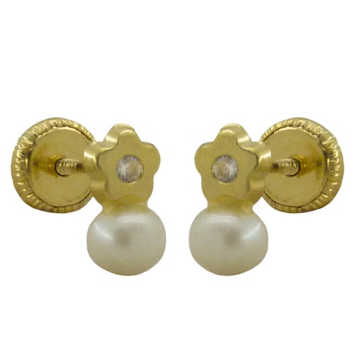 [1238] PENDIENTES TU Y YO MARGARITA 3MM Y PERLA DE 4MM.ROSCA,