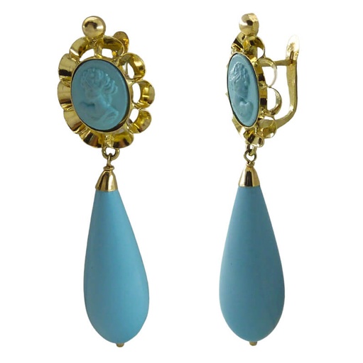 [7381T] PENDIENTES ARQUILLO 10x8MM COLOR TURQUESA .CATALAN