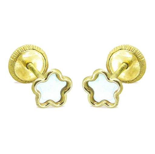 [4256] 5MM MOTHER OF PEARL FLOWER EARRINGS.SCREW BACK.