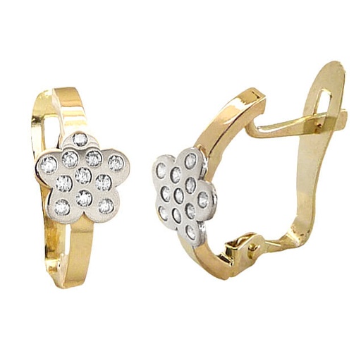 [5579] PENDIENTES BICOLOR FLOR CON CIRCONITAS.12MM.CATALAN.