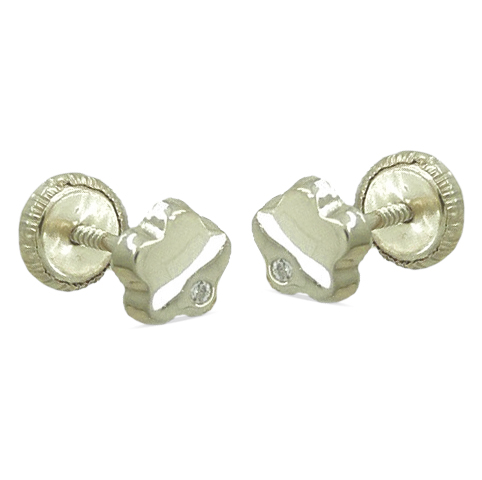 [4320B] 6MM FLOWER STUD EARRINGS.SCREW BACK.WHITE GOLD.