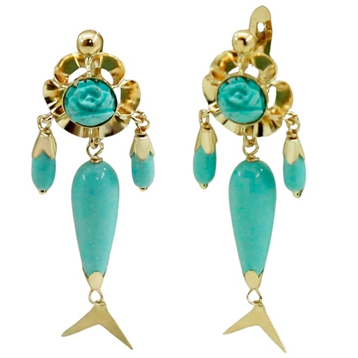[8488T] PENDIENTES ARQUILLO 8MM. PERITAS COLOR TURQUESA .42MM
