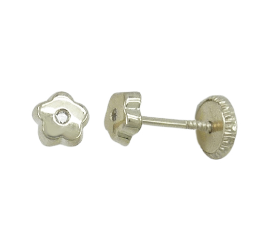 [2521B] 1'10MM DIAMOND WHITE GOLD STUD EARRINGS.SCREW BACK.