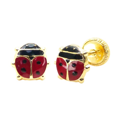 [7210] 6MM ENAMEL LADYBUG STUD EARRINGS.SCREW BACK.