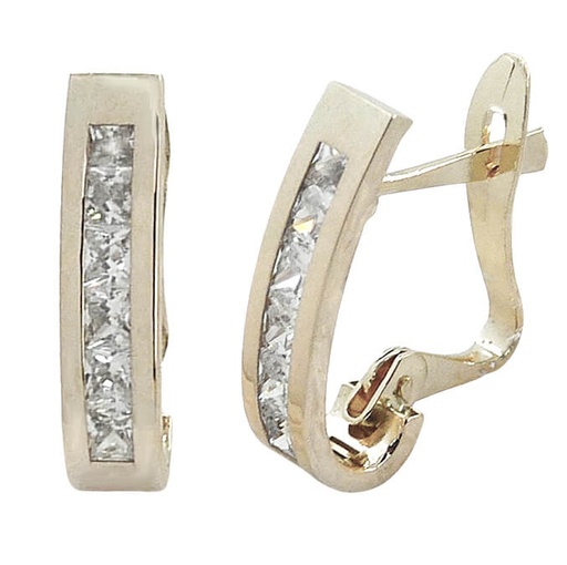 [5371B] 14x3'5MM LEVERBACK EARRINGS WITH CZ.WHITE GOLD.