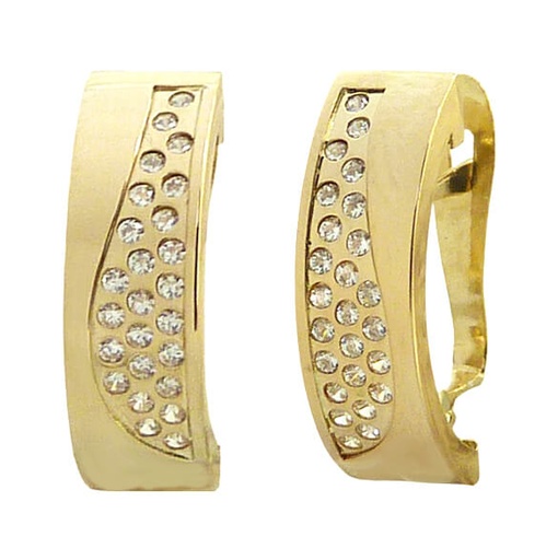 [5373] PENDIENTES MEDIO ARO CON CIRCONITAS.CIERRE CATALAN.15X9MM.