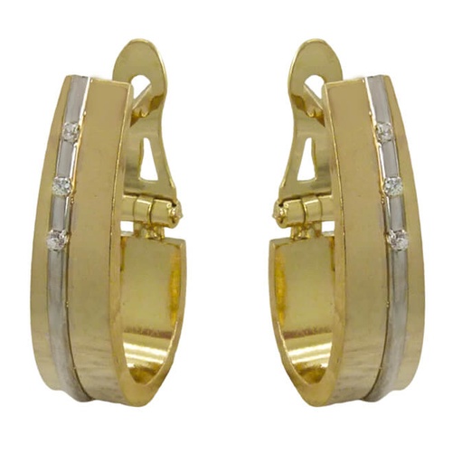 [5075] 20x6MM TWO TONE GOLD LADY EARRINGS.20x6MM.