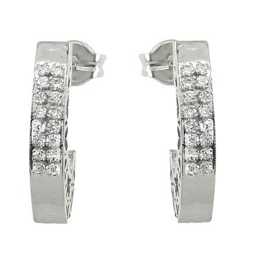 [4616] 15MM WHITE GOLD HALF HOOP EARRINGS.