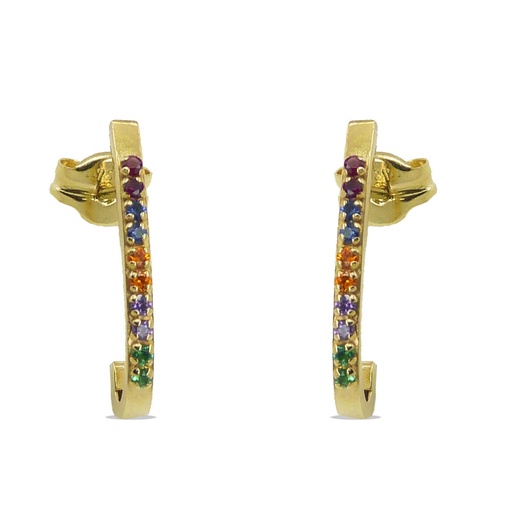 [4688] HALF HOOP EARRINGS WITH COLORED CUBIC ZIRCONIUM.
