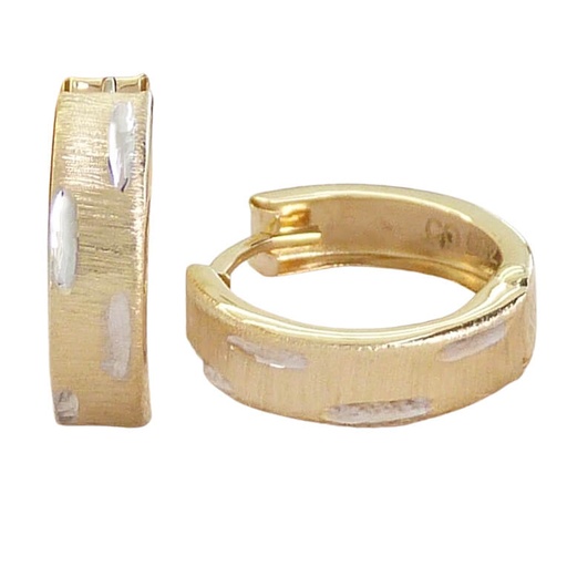 [5632] 15x4MM TWO TONE CARVED HUGGIE EARRINGS.