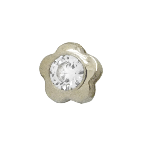 [3903GB] 4MM CZ WHITE GOLD FLOWER PENDANT.