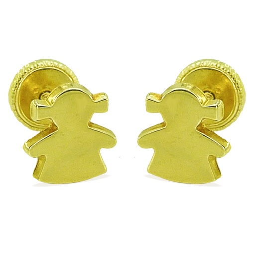 [3630] 7MM GIRL SILHOUETTE STUD EARRINGS.SCREW BACK.