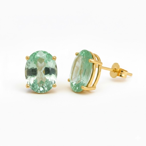 [5046P] 10x8MM PERIDOT COLOR CZ EARRINGS.