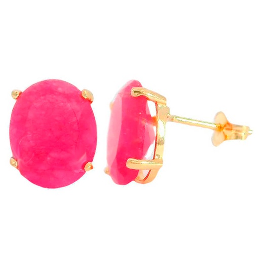 [5046R] 10x8MM RUBI COLOR QUARTZ EARRINGS.