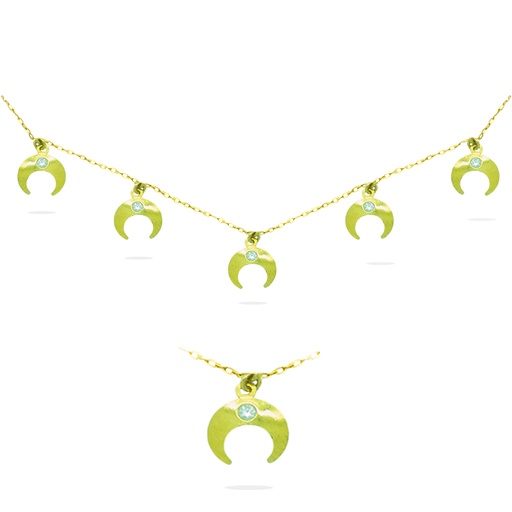 [4829] 6 MM  HALF MOON  CHARM NECKLACE.45CM.