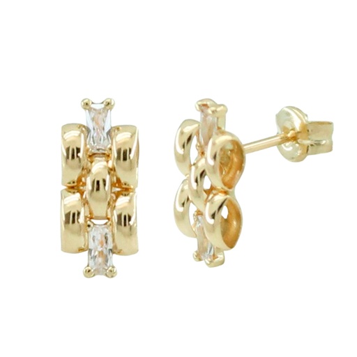 [5825] 11'5x5MM PANTER EARRINGS WITH CZ.