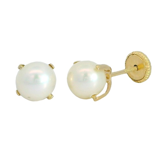 [7862] 6MM FRESHWATER PEARLS CLAW EARRINGS .SCREW BACK.