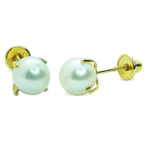 [7883] PENDIENTES PATILLA PERLA SHELL 4MM.TORNILLO