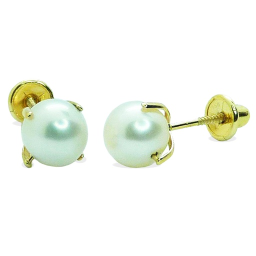 [7883] PENDIENTES PATILLA PERLA SHELL 4MM.TORNILLO