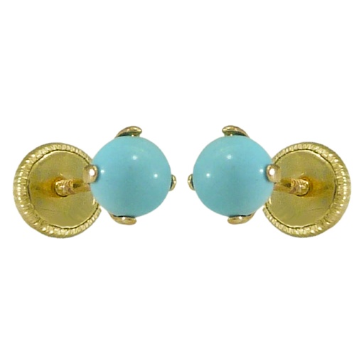 [7853T] 3MM TURQUOISE COLOR BALL STUD EARRINGS.SCREW BACK