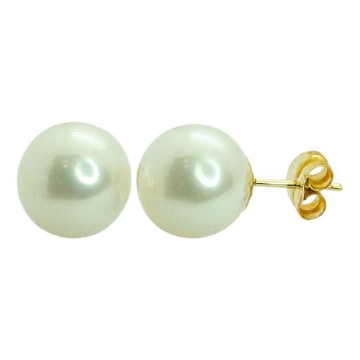 [2480] 11/12 MM ROUND FRESHWATER PEARL STUD EARRINGS.