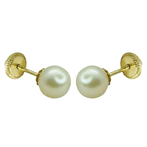 [1002] PENDIENTES PERLA ESFERICA 6-7MM.ROSCA Perla Cultivada