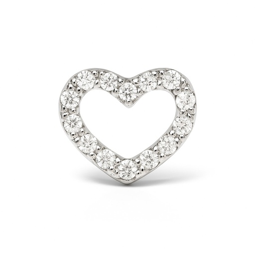 [5670B] 7x6MM WHITE GOLD HEART PENDANT WITH CZ.