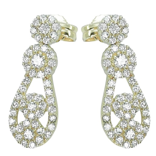 [3777B] 30MM WHITE GOLD WEDDING EARRINGS WITH CZ.