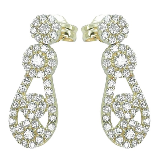 [3777B] PENDIENTES ORO BLANCO CON CIRCONITAS.30MM.