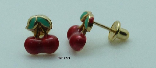 [9770] PENDIENTES CEREZAS ESMALTE 5'5MM. TORNILLO