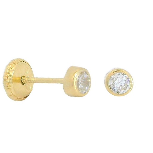 [6185] 4MM ROUND CZ EARRINGS.SCREWBACK.