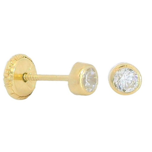 [6186] 5MM ROUND CZ EARRINGS.SCREWBACK.