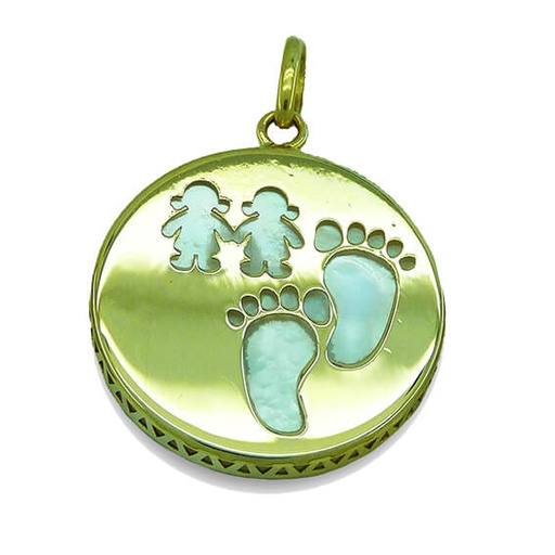 [4085] KIDS FOOTPRINTS MOTHER OF PEARL PENDANT.18MM.