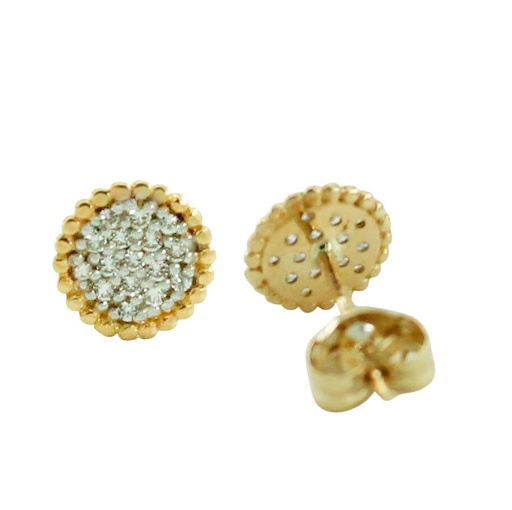 [5849] PENDIENTES REDONDOS PAVE CON BORDE DE BOLAS.6MM.