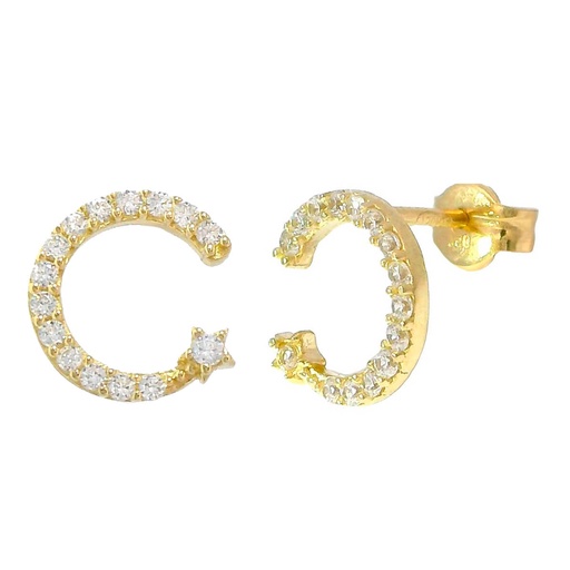 [5322] HALF CIRCLE EARRINGS WITH CZ.