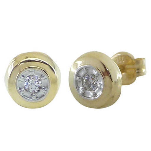 [5447] TWO TONE ROUND STUD EARRINGS.